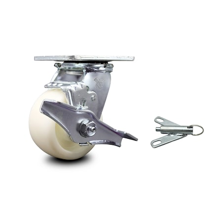 Service Caster 4 Inch Nylon Caster with Ball Bearing and Brake/Swivel Lock SCC-30CS420-NYB-TLB-BSL